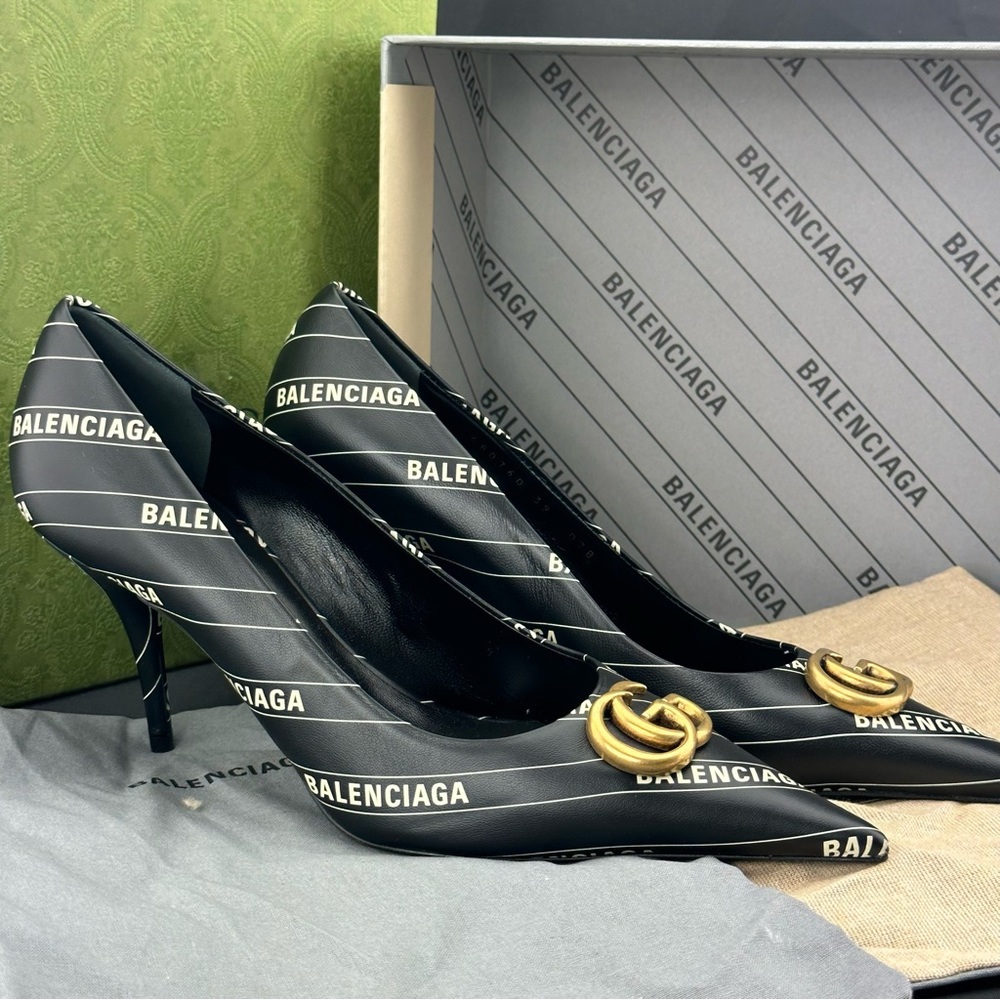 RARE! Sale! Gucci x Balenciaga Leather Heels NEW IN BOX WITH SHOE BAGS - Picture 10 of 12